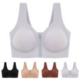thumbnail image 4 of vigerkar Zip Front Closure Bra Wireless Support Comfort Full Coverage Back Smoothing No Underwire Bralettes Seamless (Khaki, 5XL), 4 of 9
