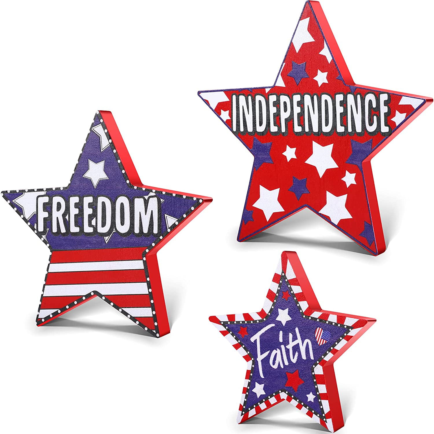 Patriotic 4th of July Party Table Star Lights Battery LED 3pc Decor Decorations 