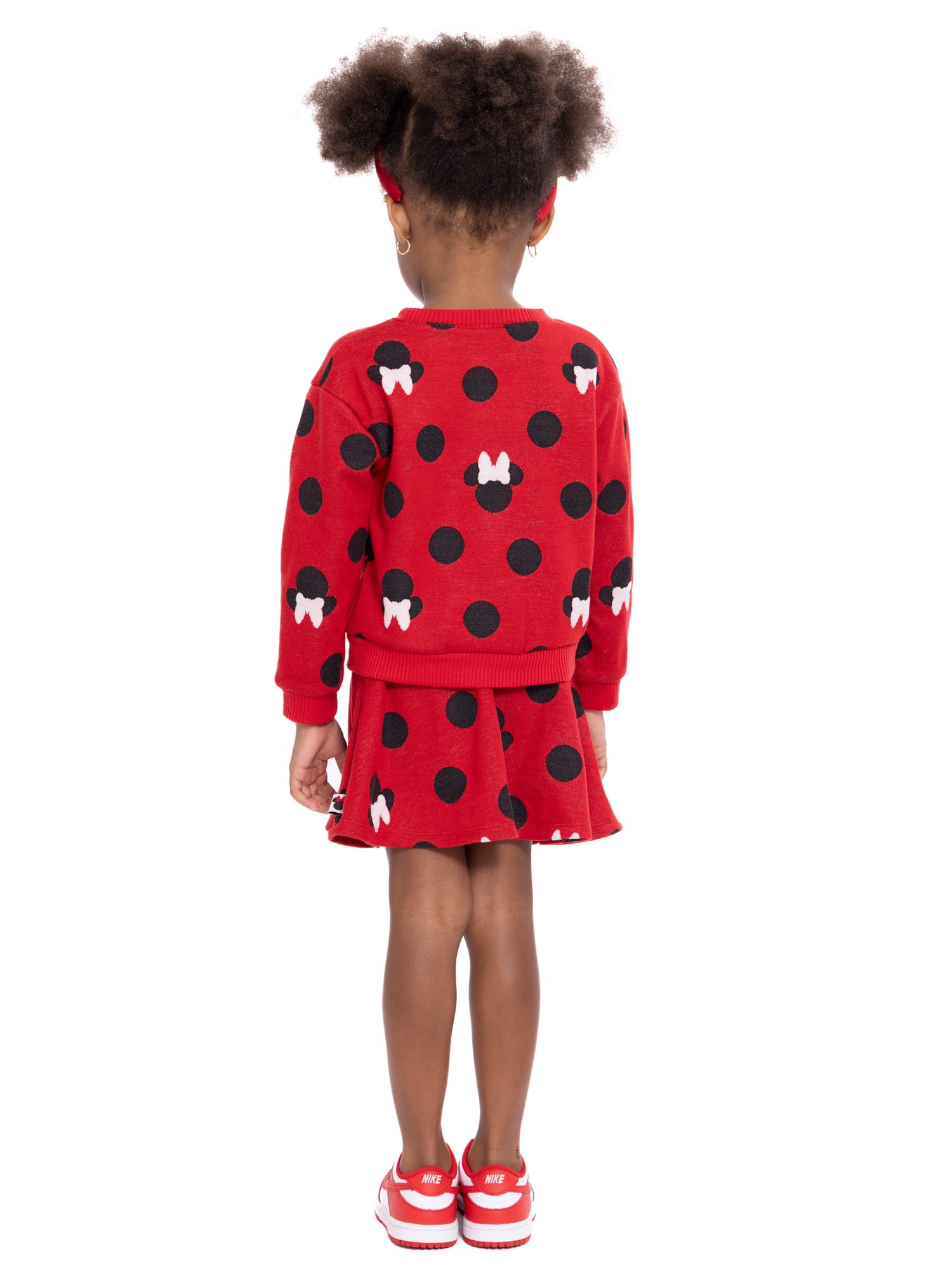 Disney Toddler Girls Minnie Mouse Intarsia Graphic Sweater and Skater Skirt Set, 2-Piece, Sizes 12M-5T