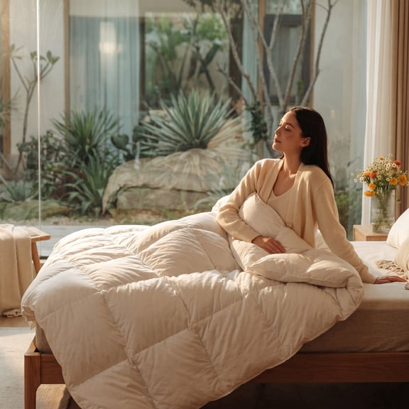 Premium Queen Goose Down Comforter 750+ Fill Power, 100% Cotton , 90"×90" Baffle Box all-season Duvet Insert