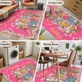thumbnail image 5 of 3'x5' Area Rugs, Pink Spring Easter Indoor Outdoor Area Rug for Living Room Bedroom, Bunny Eggs Floral Botanical Washable Bathroom Rugs Kitchen Floor Carpet Mats Home Decor Aesthetic, 5 of 8