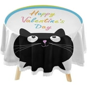SKYSONIC Rainbow Cute Cat Round Tablecloth 60inch Indoor Wrinkle Free, Valentine's Day Circular Lace Table Cover Washable for Kitchen Dining Decor