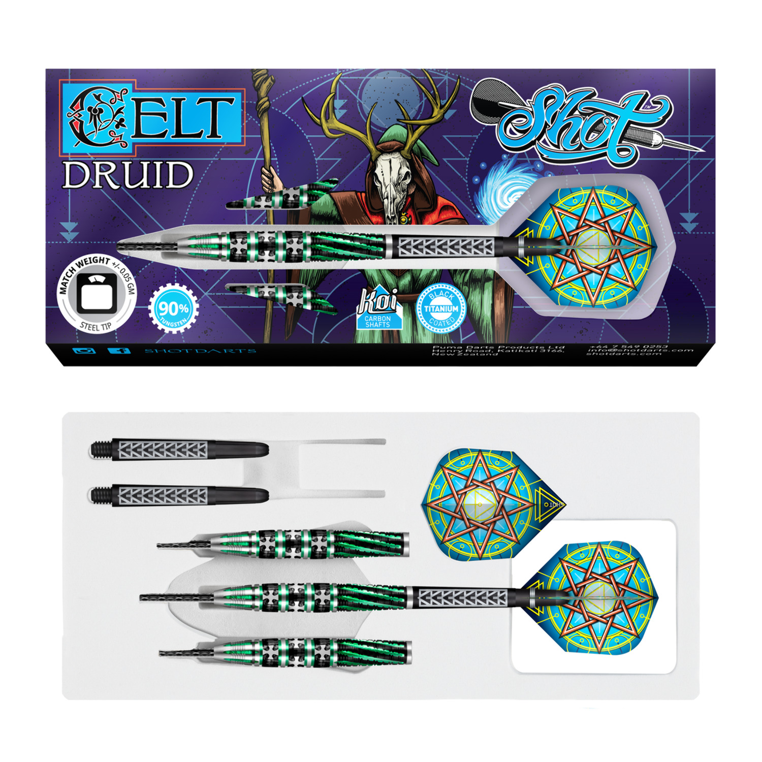 Shot Celt Druid Steel Tip Darts -24gm