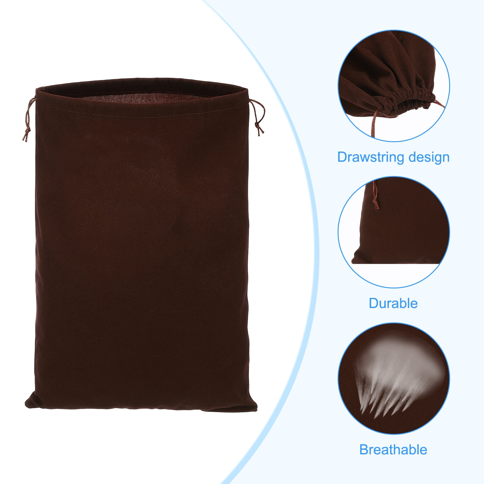 Uxcell Shoe Dust Bag Duster Flannel Double Shoes Pouch with Drawstring Closure Washable Breathable Bags Brown 16 Pack