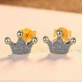 thumbnail image 1 of 925 Sterling Silver Cute Princess Crown Stud Earrings For Women Sparkling Earrings Jewelry Party Accessories----Gold--Product code 71155 Gold, 1 of 3
