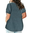 thumbnail image 3 of Delliss Women's Summer Notch V Neck Plus Size Blouse Short Sleeve Basic Loose T-Shirt, 3 of 6