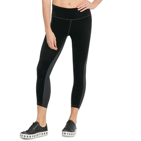 Dkny Womens Velvet Colorblocked High-Waist Leggings Color Black