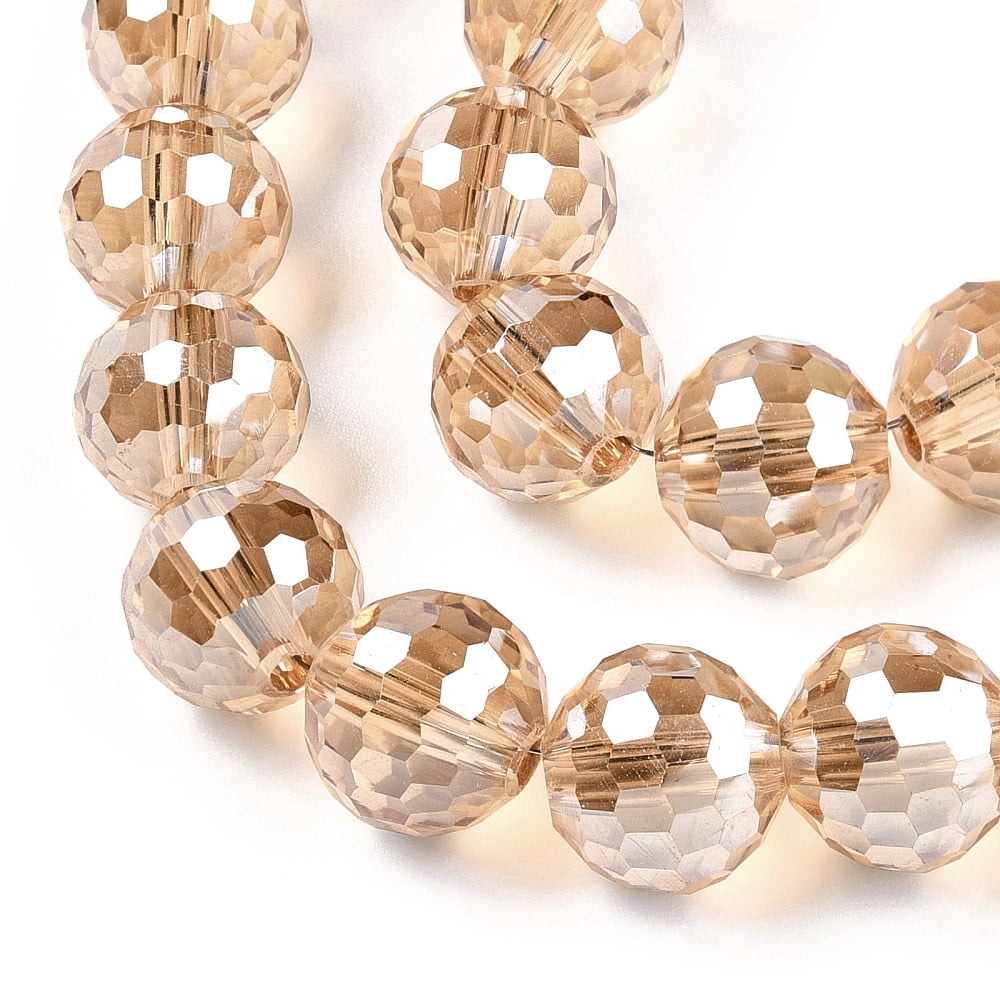 Electroplate Glass Bead Strands Rainbow Color Plated Faceted(96 Facets) Round Goldenrod 10mm Hole: 1.6mm about 72pcs/strand 22.4 inch