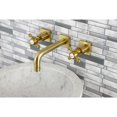 thumbnail image 2 of Kingston Brass KS6127BX Metropolitan Double-Handle Wall Mount Bathroom Faucet, Brushed Brass, 2 of 8