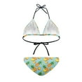 thumbnail image 3 of COEQINE Women's Cheeky Bathing Suit Top Halter String Allover Print High Cut Bottoms Bikini Set Adjustable 2 Piece Sexy Swimwear, Pineapple Polka Dot Light Blue, S, 3 of 7