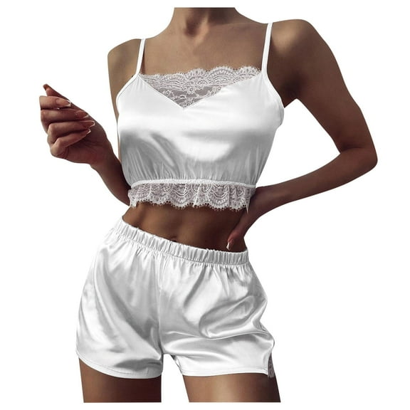 BKQCNKM Womens Pajamas Christmas Pajamas For Women Women -underwear Set Silk Sleepwear Lace Up Pajamas Nightwear Satin Womens Christmas Pajamas