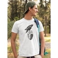 thumbnail image 2 of Crow And Heart B&w T-Shirt Men -Image by Shutterstock, Male 4X-Large, 2 of 4