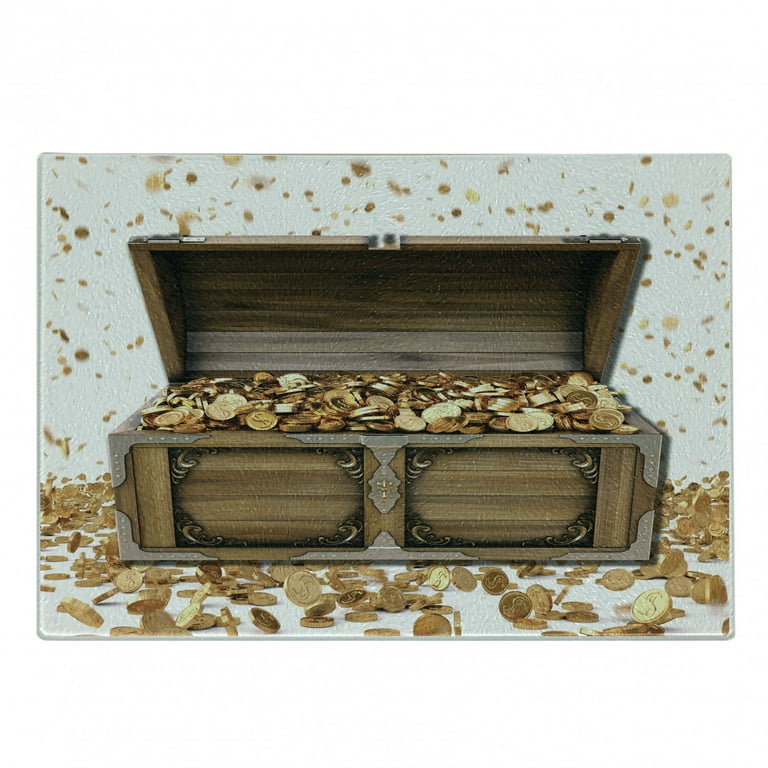 Wooden Pirate Chest with Gold Coins