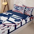 thumbnail image 3 of Castle Fairy Baseball Gamer Zipper Full Size Comforter Sets with Fitted Sheet and 2 Pillowcases, Sport Theme Stripes Zipper Bedding Set, Red Navy,4pcs,Navy Blue Reversible, 3 of 6