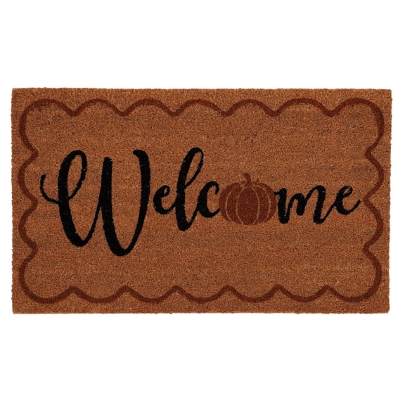 My Texas House Fall Multicolor Welcome Pumpkin Outdoor Coir Doormat, 18" x 30"