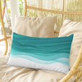 thumbnail image 4 of Ombre Turquoise Waves Pillow Covers, Linen Long Throw Pillow Case, Abstract Art Gradient Modern Holiday Pillow Protector Decorative Cushion Cover for Living Room/Bedroom 24" x 36", 4 of 8