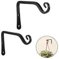 MOQIN Heavy Duty Plant Hangers Outdoor- Hanging Plant Brackets - 2 Pack 6 Inch Black Wrought Iron Wall Plant Hooks for Hanging Plants, Lanterns, Bird Feeders