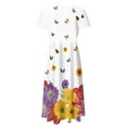 thumbnail image 4 of NECHOLOGY Womens Dresses Mature Womens Dresses Women Summer Casual Short Sleeve Floral Printed Crew Maxi Dresses for Women plus Size Purple 3X-Large, 4 of 5