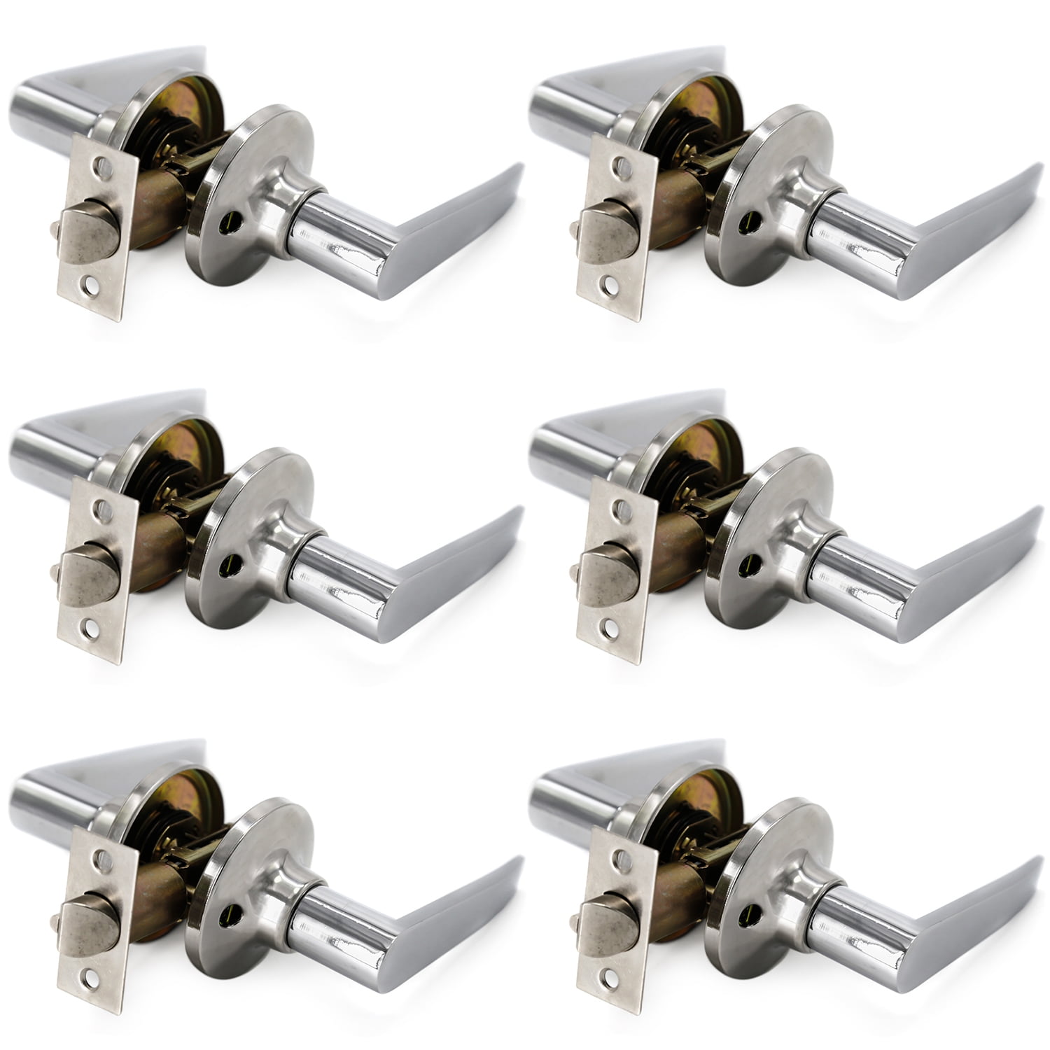 Villar Home Designs Door Lever Lara Chrome Passage 6 Pack - Walmart.com