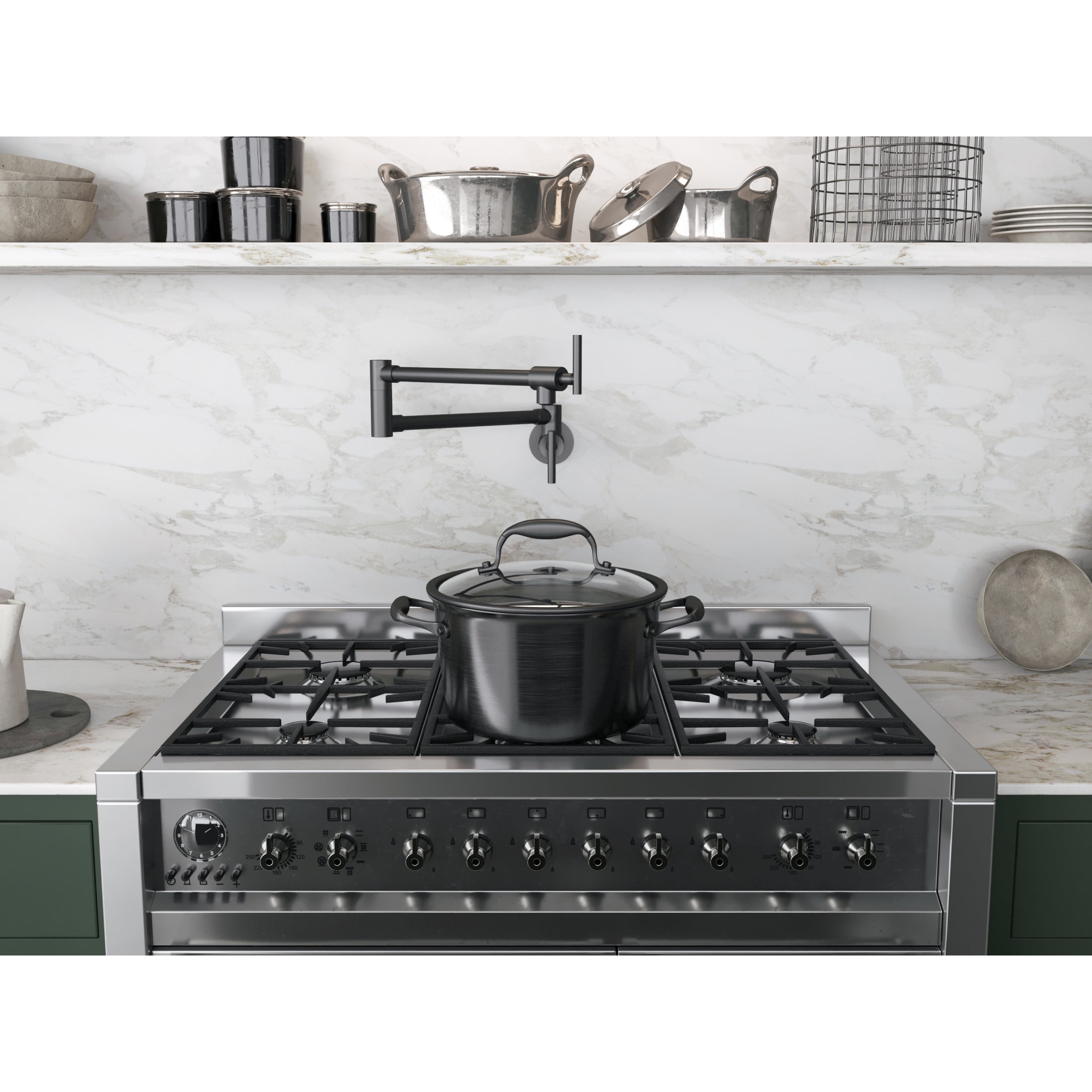 ANZZI Wall-Mounted Pot Filler Braccia Series 24 in. Gunmetal Black