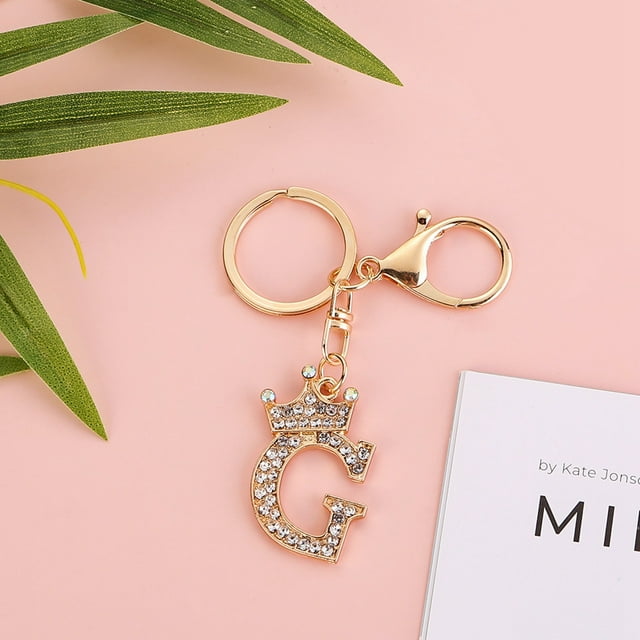 Stylish Metal Alphabet Letter Keychain Fashion Jewelry Accessory for Bags and Personal Items with Exquisite Encrusted Detailing