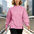 thumbnail image 5 of VBVC Women's Mock Neck Cropped Sweatshirt , Ladies' Side Slit Long Sleeve Pullover , Casual Fall Winter Tops For Women, S-3XL, 5 of 9