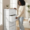thumbnail image 5 of CONCETTA 4 Drawer Dresser, Wide Chest Drawers Nightstand Storage Tower Storage Fabric Dresser With Wood Top for Living Room, Bedroom, Closet, White, 5 of 7