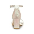thumbnail image 2 of BLISSFUL STEP Valentine's Women's Shoes Glitter Ankle Strap Block Heel Prom Sandals White 8.5, 2 of 7