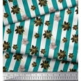 thumbnail image 3 of Soimoi Green Cotton Poplin Fabric Stripe & Clematis Floral Print Fabric by the Yard 56 Inch Wide, 3 of 3