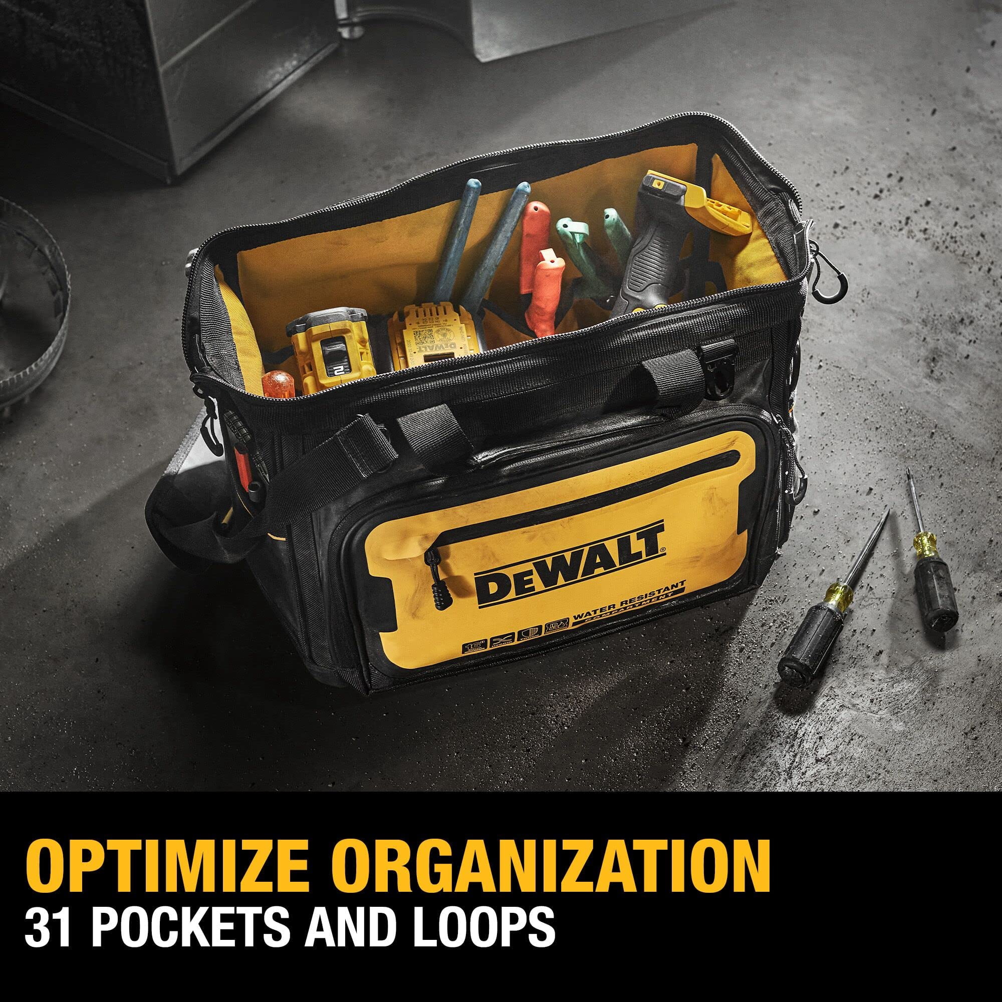 DEWALT Tool Bag, Easy Access Small Tool Pouch With Hard Bottom And