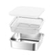 thumbnail image 1 of Recipiente de acero inoxidable para almacenar alimentos con colador, recipiente para preparar comidas, transparente 1500 ml, 1 of 9