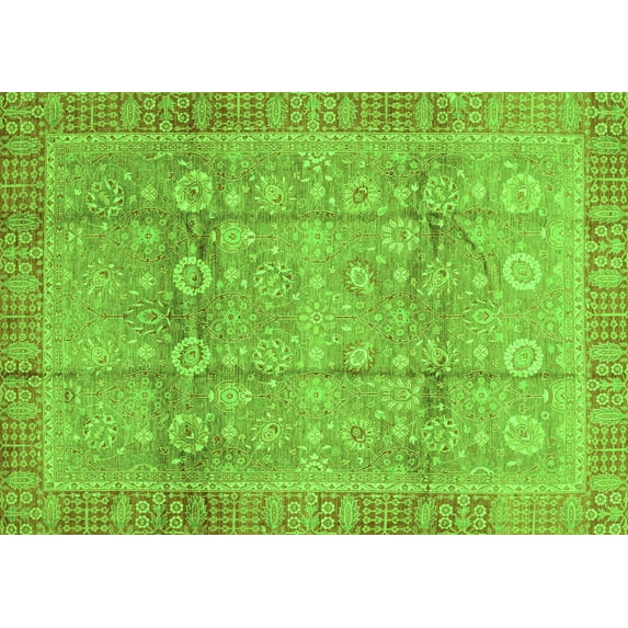 Ahgly Company Indoor Rectangle Oriental Green Traditional Area Rugs, 2' x 4'