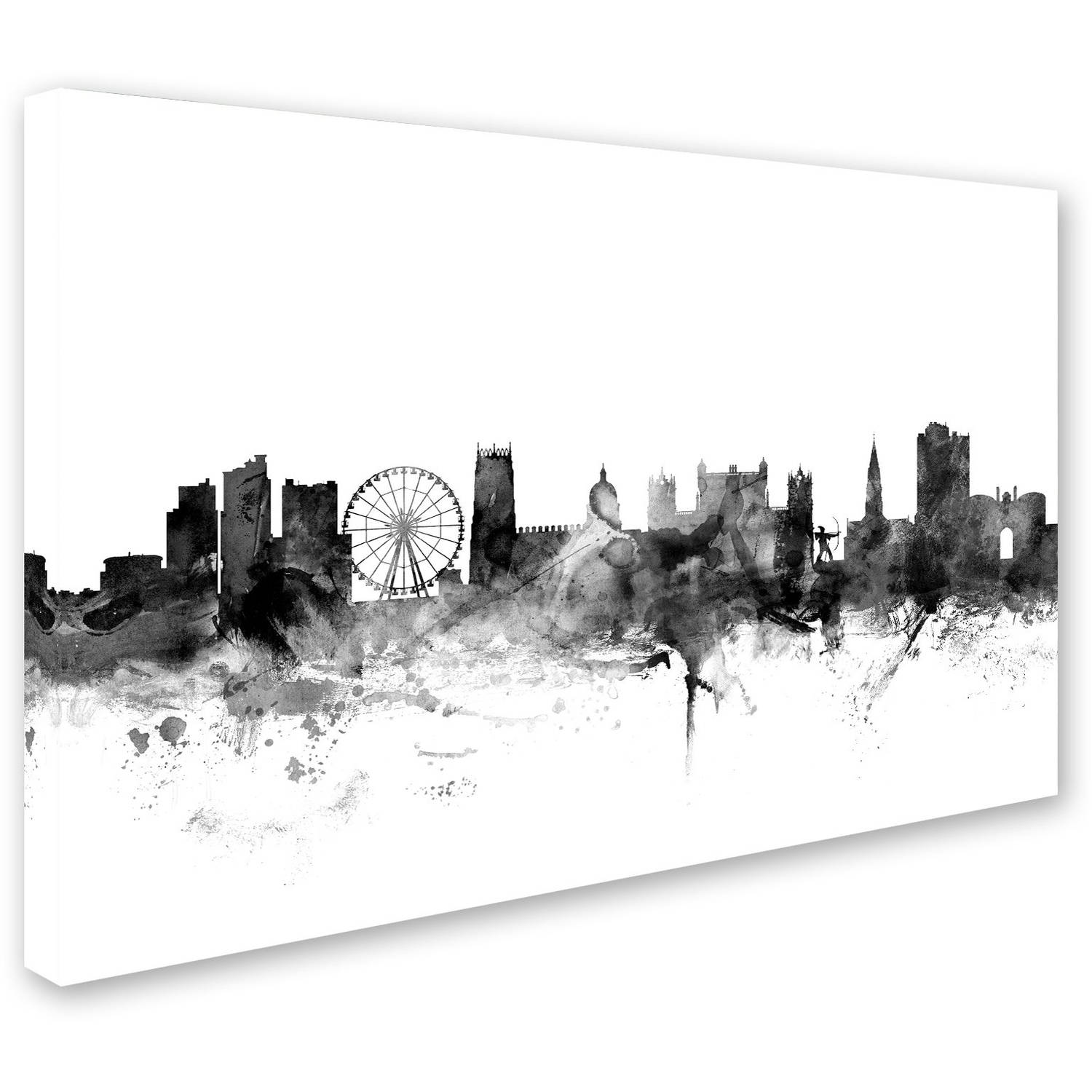 Trademark Fine Art "Nottingham England Skyline B&W" Canvas Art by Michael Tompsett