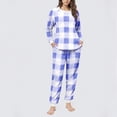 thumbnail image 2 of HUJlwoi Womens Fleece Pajama Sets Fluffy Warm Sherpa Plaid Pj Set Cozy Thermal Loungewear Plush Sleepwear Two Piece Set, 2 of 6