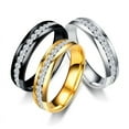 thumbnail image 5 of Men Women's Clear CZ All Around Eternity Ring Gold Plated Stainless Steel Wedding Ring Band - Size 7, 5 of 5