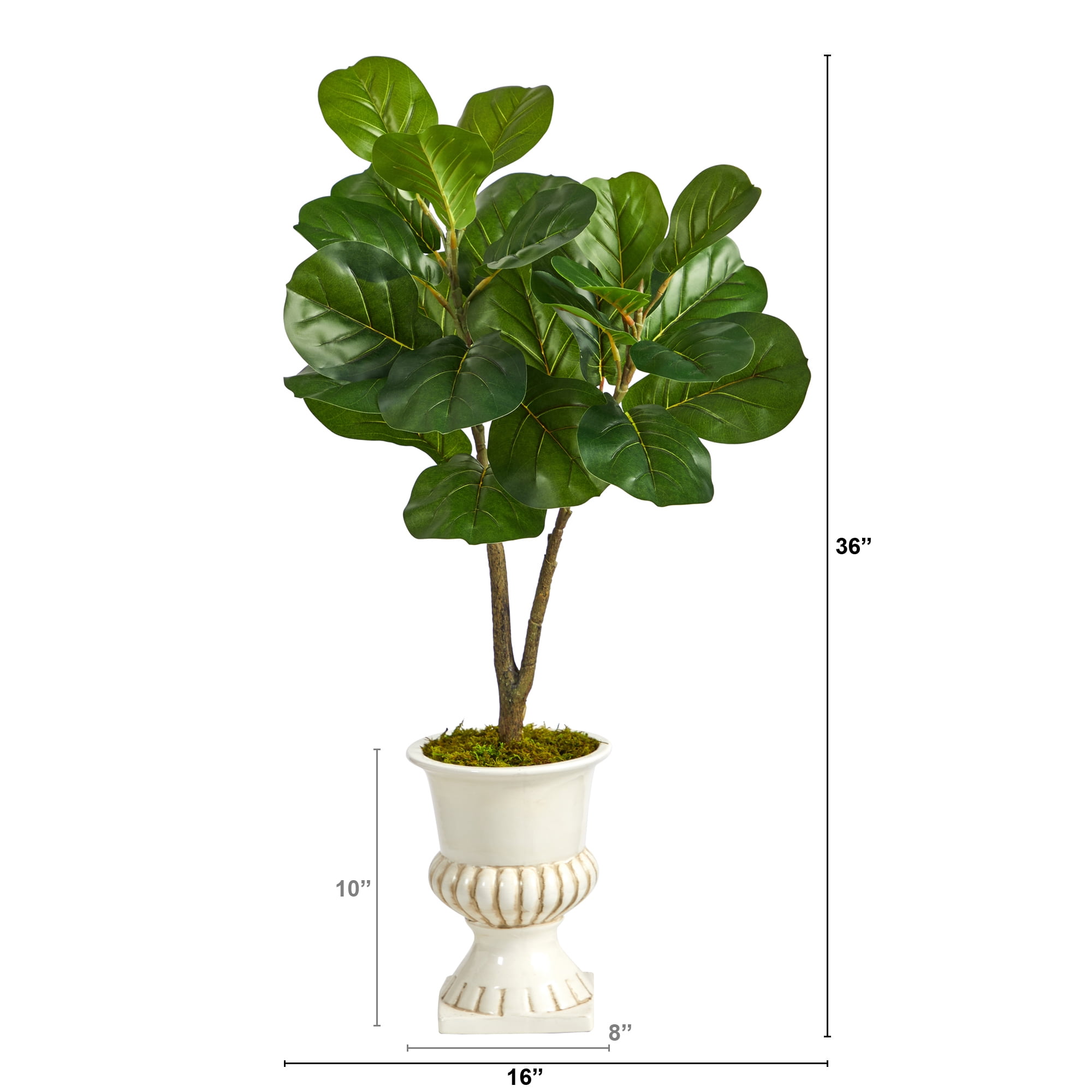 Nearly Natural 3ft. Fiddle Leaf Fig Artificial Tree in White Urn