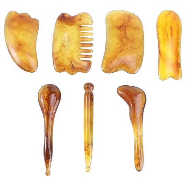 FELTECHELECTR 7 piezas de tabla de raspado tradicional Gua Sha, tabla de masaje con placa Gua Sha