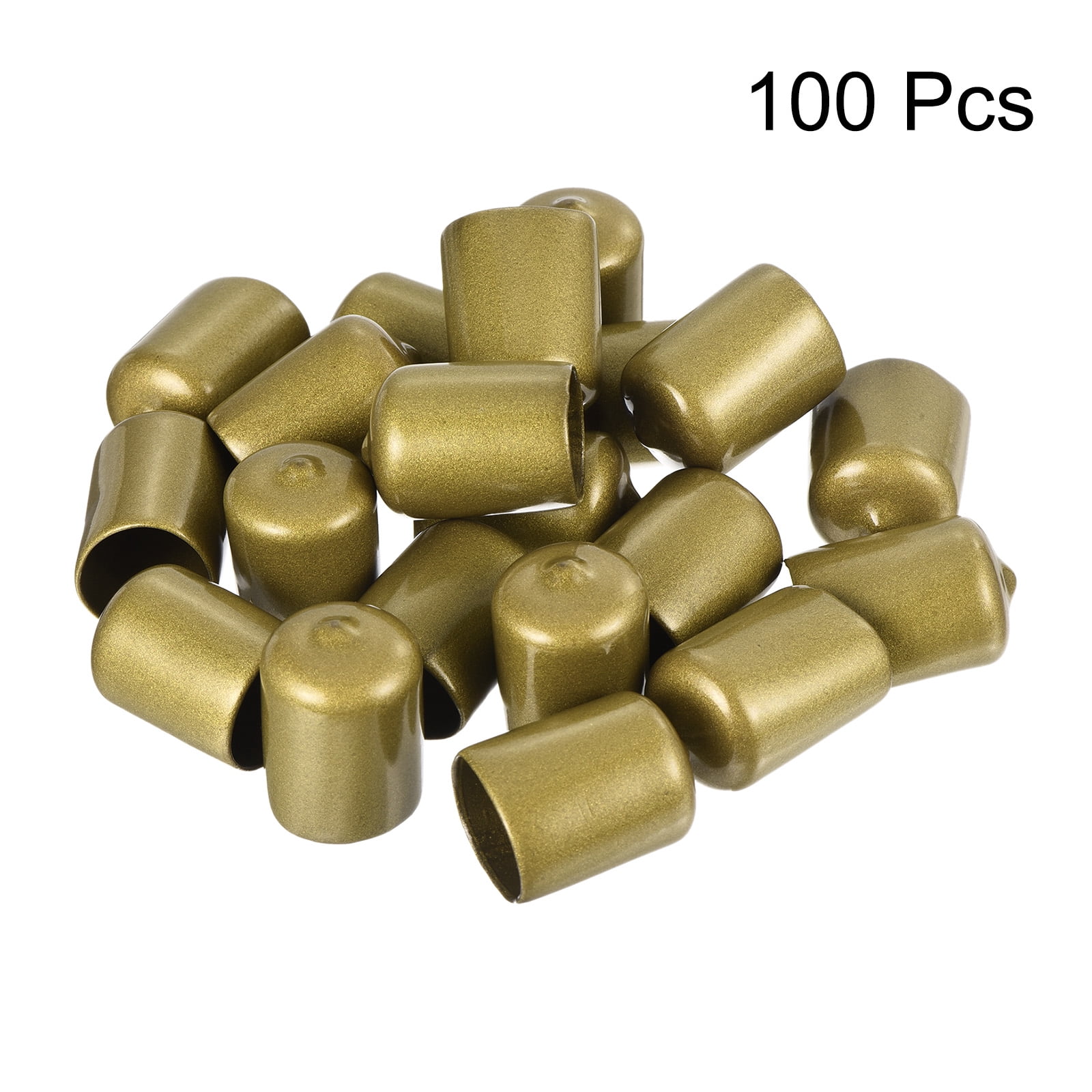 Uxcell 100pcs Round Rubber End Caps 25/32"(20mm) Gold Vinyl Cover Screw Thread Protectors