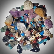 Mineral Collection Activity Kit (150+ Pieces) with Educational ID Chart and Bonus Geode & Spinosaurus Dino Tooth, Emerald, Shark Teeth, Arrowheads - Rock & Mineral Gift Collection