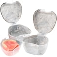 thumbnail image 1 of Practicon Easy Open Denture Bath & Case, with Strainer Basket for Soaking, Cleaning, and Storage, Two Pack (Marble & Marble), 1 of 6