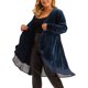 thumbnail image 4 of Cárdigan de talla grande para mujer Agnes Orinda con volantes, asimétrico, de frente abierto, chaquetas de terciopelo largas 4X Azul Oscuro, 4 of 6