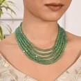thumbnail image 3 of Ratnavali Jewels Green color Multi Five Strand Oval Quartz Stone long Beaded Necklace For Women, 3 of 5