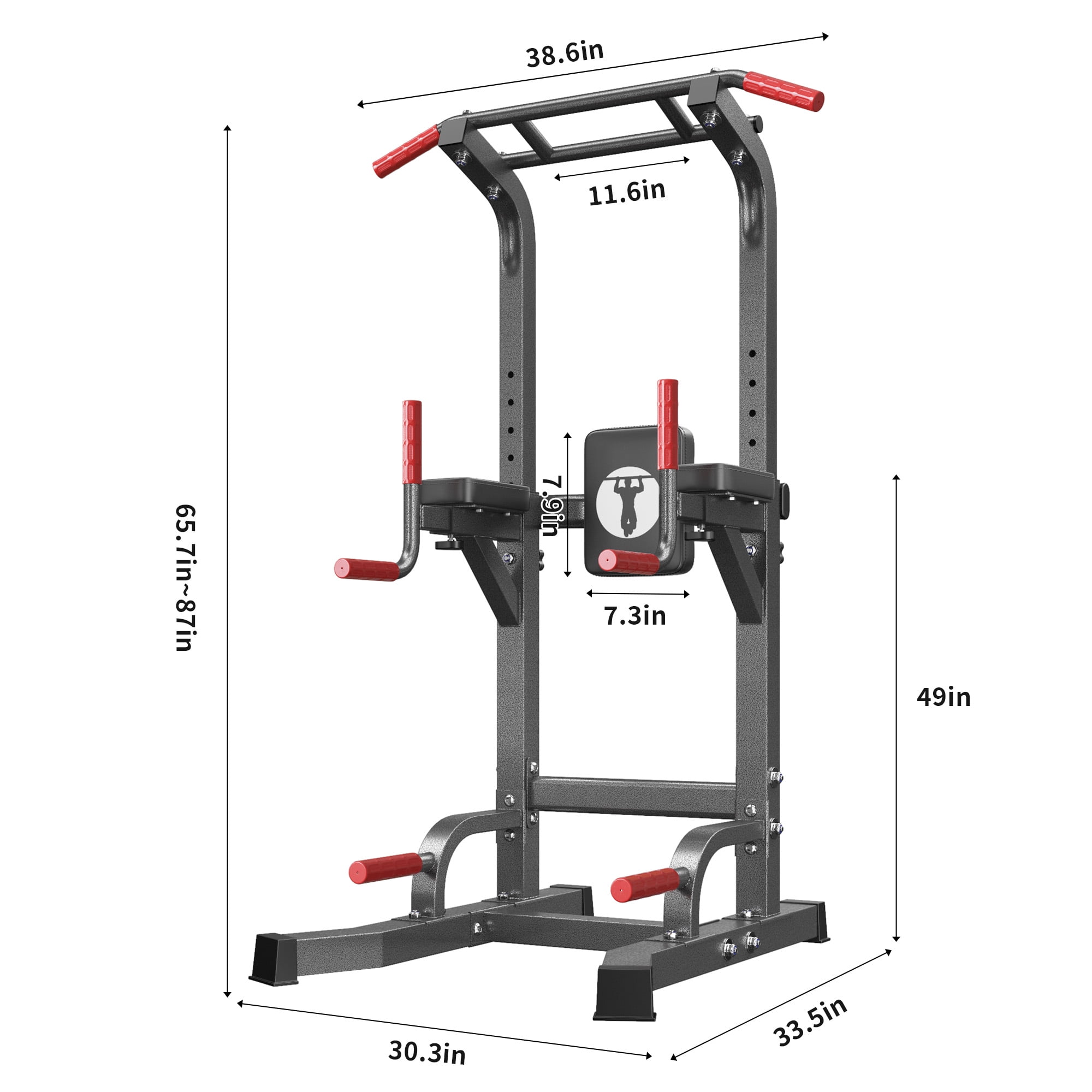 SogesPower Power Tower Dip Station Pull up Bar Stand with Adjustable Height, Multifuctional Training Equipment for Home Gym