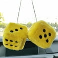 thumbnail image 2 of Pair 3” Yellow with Black Dots Mirror Fuzzy Plush Dice,Yellow and Black Soft Plush Car Decorative Hanging Ornament, 2 of 5