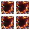 thumbnail image 1 of Christmas Coaster Set of 4, Grunge Hipster Tinsel Winter Themed Ornament Frame on Wooden Seem Design Print, Square Hardboard Gloss Coasters, Standard Size, Multicolor, by Ambesonne, 1 of 2