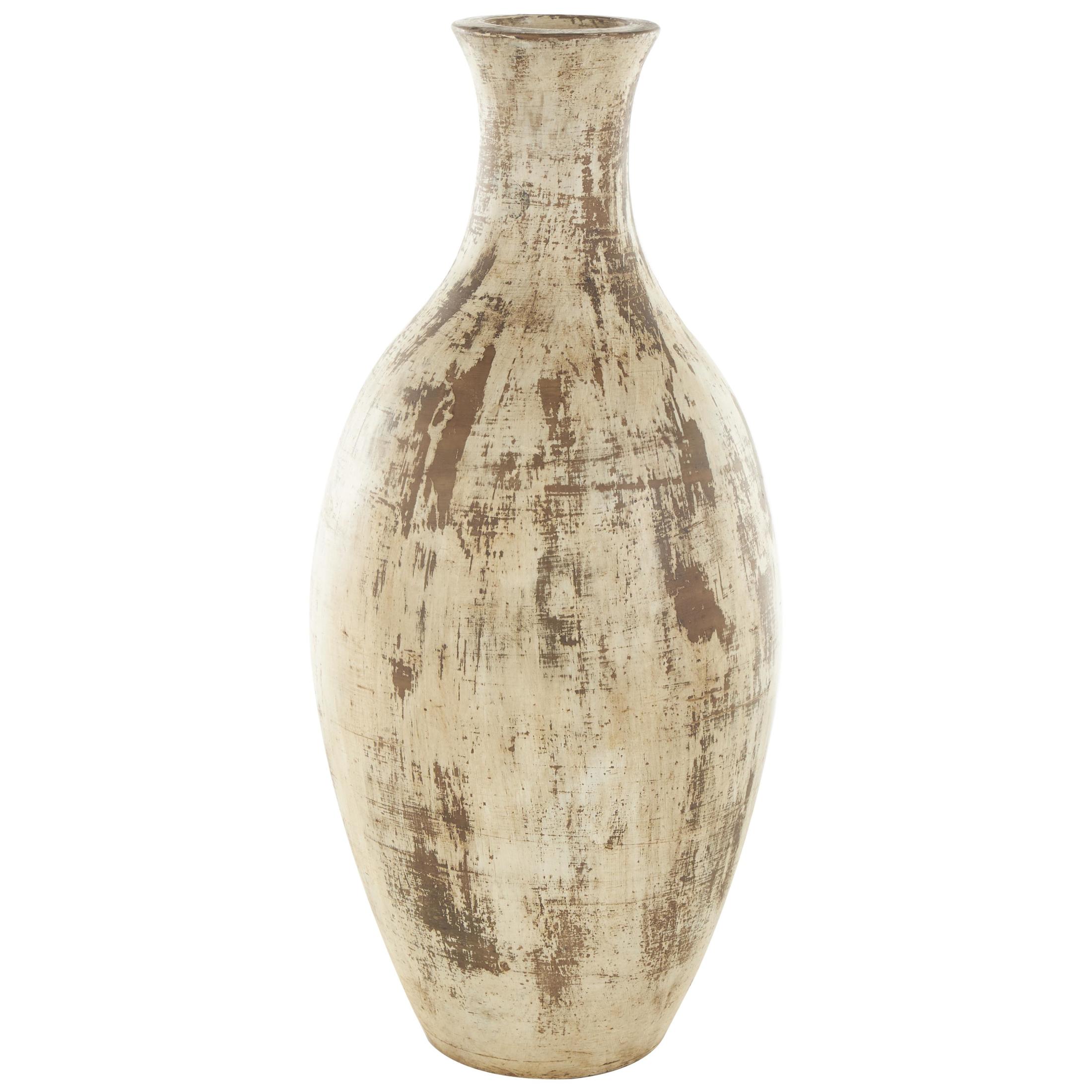DecMode 22" Antique Style Distressed Brown Ceramic Vase