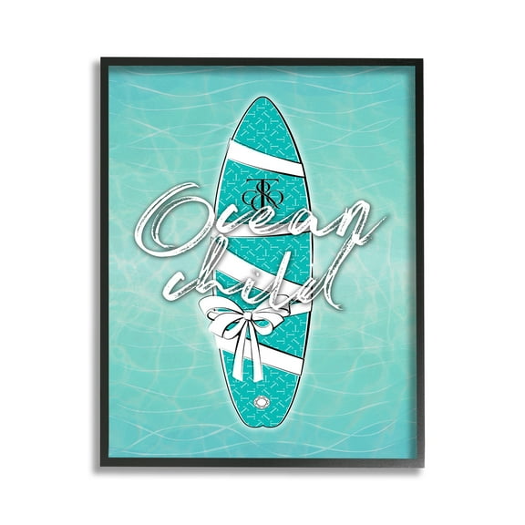Stupell Industries Ocean Child Surfboard Beauty & Fashion Painting Black Framed Art Print Wall Art, 11 x 14