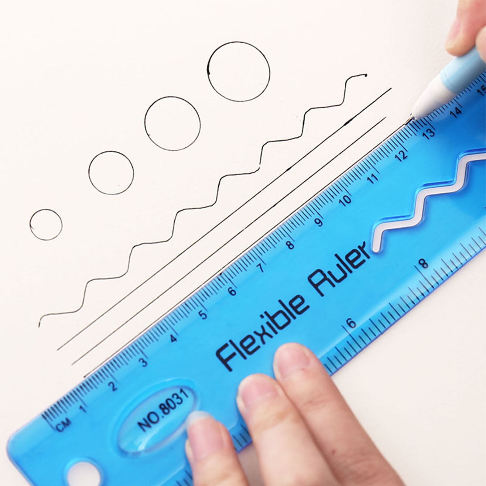 Yhmxh Flexible Ruler, 12 Inch Rubber Plastic Ruler, Transparent Bendable Rulers, Shatterproof Straight Edge Ruler Soft Ruler for Office,Dual Side Rulers Office Ruler Straight Soft Ruler, Blue