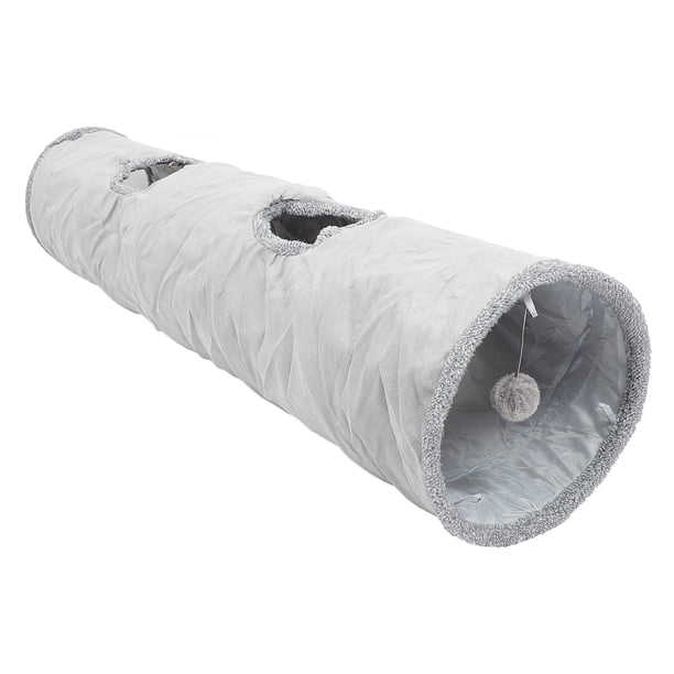 Túnel plegable para gatos, nido de tela de ante, juguete para gatos, cama para gatitos, cachorros y conejos, talla L, gris.
