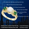 thumbnail image 2 of Gem Stone King 18K Yellow Gold Plated Silver Round Green Nano Emerald and Cultured Freshwater Pearl Ring for Women (1.40 Cttw, Available in Size 5, 6, 7, 8, 9), 2 of 4